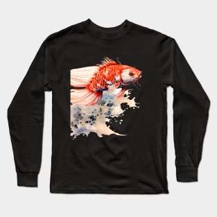 Magical Koi: Perseverance and Prosperity on a Dark Background Long Sleeve T-Shirt